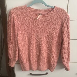 Free People Blush Cable Knit Sweater